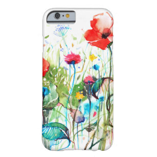 Colourful Spring Flowers & Red Poppy's Watercolors Barely There iPhone 6 Case