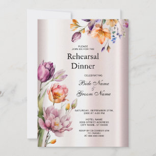 Colourful Spring Flowers Rehearsal Dinner Invitation