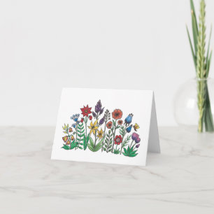 Colourful spring flowers Thank you card