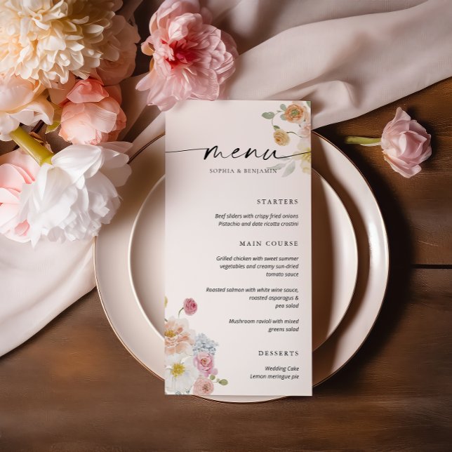 Colourful Spring Flowers Wedding Flat Menu (Creator Uploaded)
