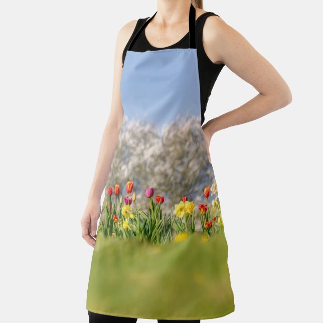 Colourful Spring Flowers with Tulips and Daffodils Apron (Insitu)