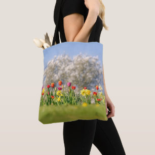 Colourful Spring Flowers with Tulips and Daffodils Tote Bag