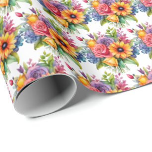 Colourful Spring Flowers Wrapping Paper