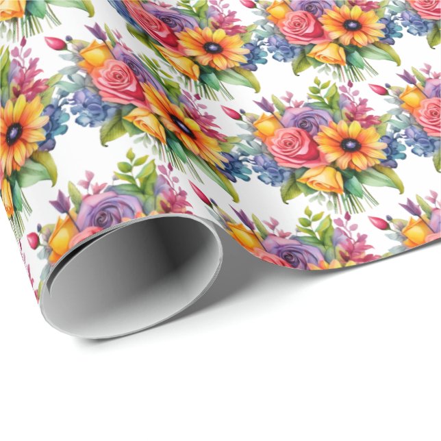 Colourful Spring Flowers Wrapping Paper (Roll Corner)