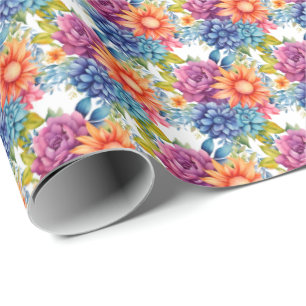 Colourful Spring Flowers Wrapping Paper