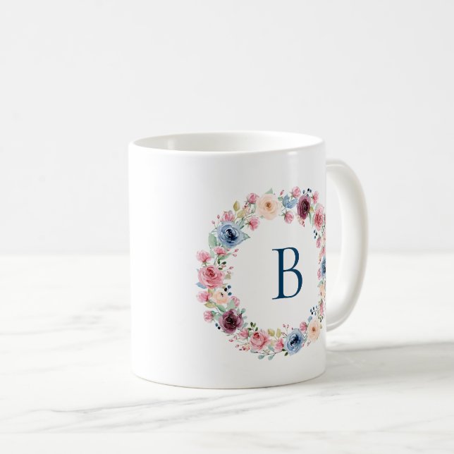 Colourful Spring Flowers Wreath Coffee Mug (Front Right)
