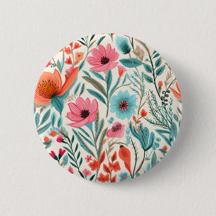 Colourful Spring Garden Floral Elegant 6 Cm Round Badge