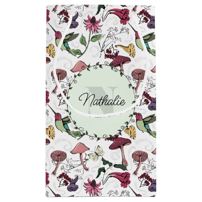 Colourful Spring Garden Hummingbird Floral Small Gift Bag (Back)