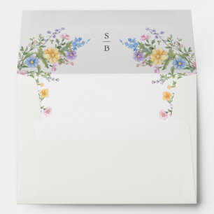 Colourful Spring Garden Wildflower Floral Wedding Envelope