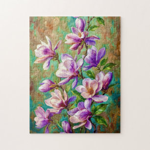 Colourful Spring Magnolia I A Textured Oil Impasto Jigsaw Puzzle