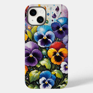 Colourful Spring Pansies and Gems Case-Mate iPhone 14 Case