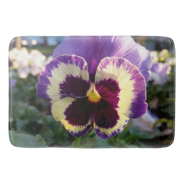 colourful spring Pansy Bath Mat (Front)