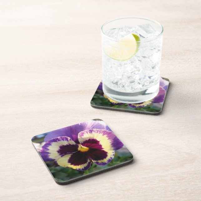 colourful spring Pansy Coaster (Right Side)