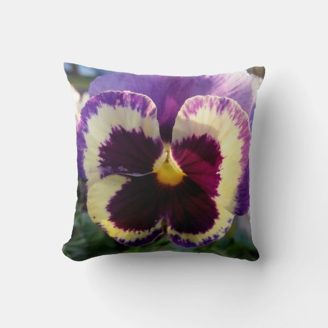 colourful spring Pansy Cushion (Front)
