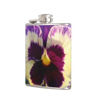 colourful spring Pansy Hip Flask