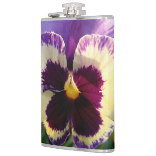 colourful spring Pansy Hip Flask