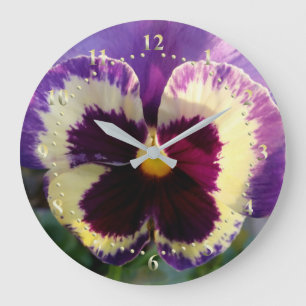 colourful spring Pansy Large Clock