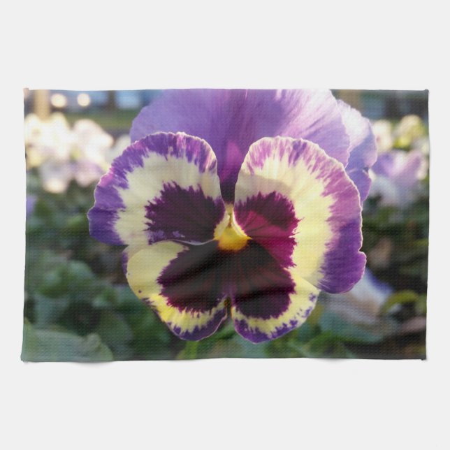 colourful spring Pansy Tea Towel (Horizontal)