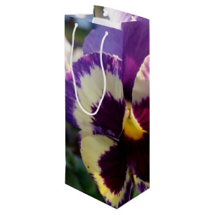 colourful spring Pansy Wine Gift Bag