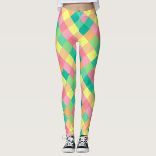 Colourful Spring Pastel Check Leggings