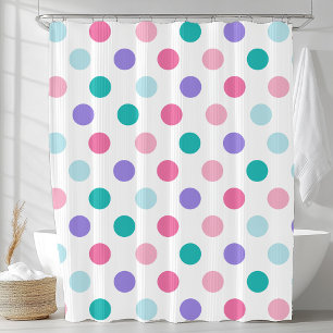 Colourful Spring Polka Dot Pattern Shower Curtain