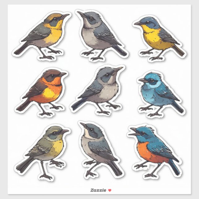 Colourful Spring Songbird Sticker Set Collection � (Sheet)
