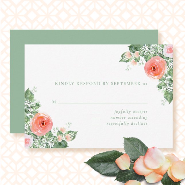 Colourful Spring Summer Floral Coral Wedding RSVP  (Creator Uploaded)