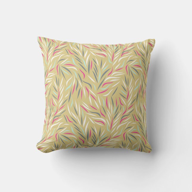 Colourful Spring Summer Foliage Pattern Cushion (Front)