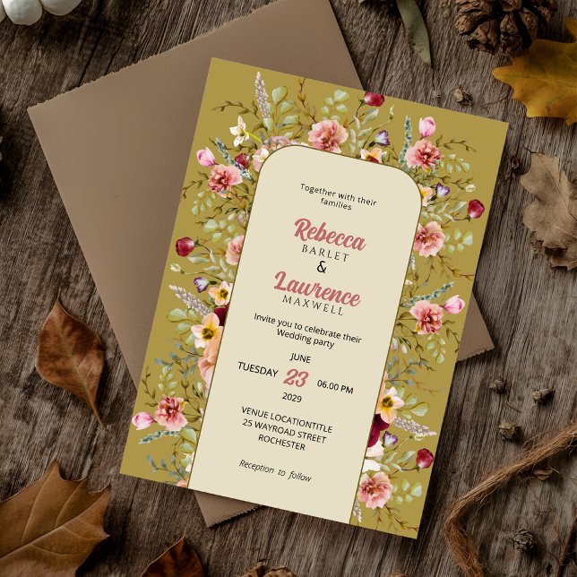 Colourful spring summer meadows wedding invitation (Creator Uploaded)