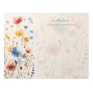 Colourful Spring Summer Wildflowers Name Champagne Notepad