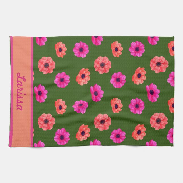  Colourful Spring Tropical Flowers Pattern Name  Tea Towel (Horizontal)