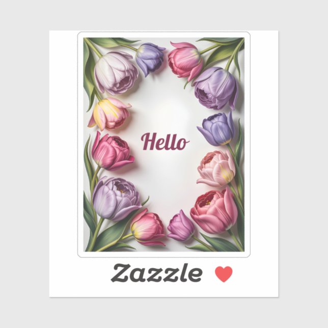 Colourful Spring Tulip Frame Pink Purple Blossoms (Sheet)