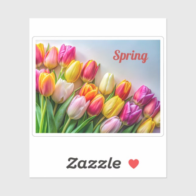 Colourful Spring Tulips Border Floral Nature (Sheet)