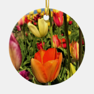 Colourful Spring Tulips Ceramic Ornament