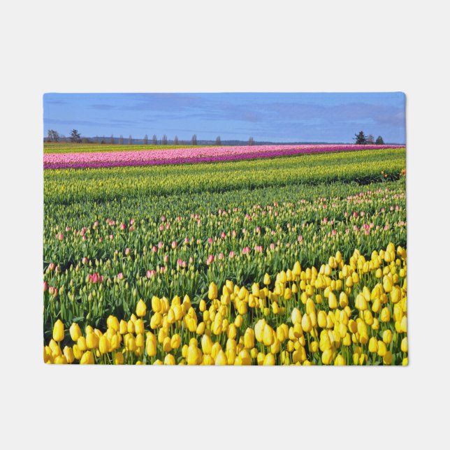 Colourful spring tulips doormat (Front)