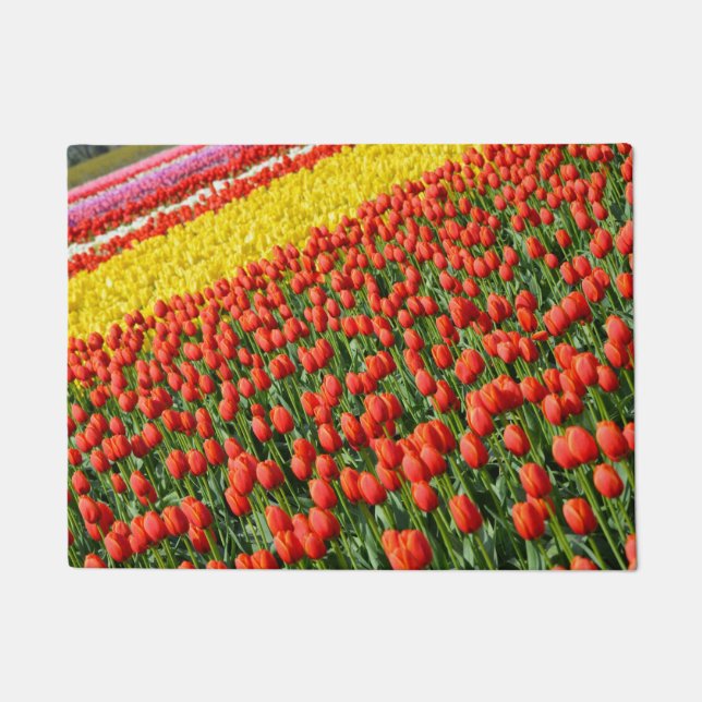 Colourful spring tulips doormat (Front)