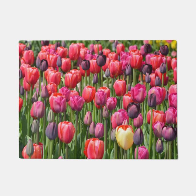 Colourful spring tulips doormat (Front)