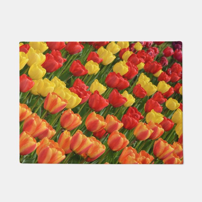 Colourful spring tulips doormat (Front)