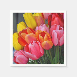 Colourful spring tulips napkin