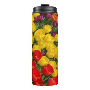 Colourful spring tulips thermal tumbler