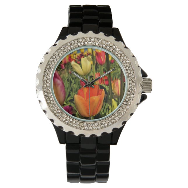 Colourful Spring Tulips Watch (Front)