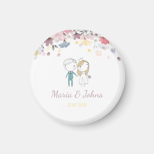 Colourful Spring Watercolor Floral  Magnet (Front)