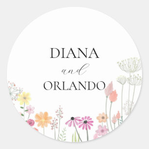 Colourful Spring Wildflower Classic Round Sticker