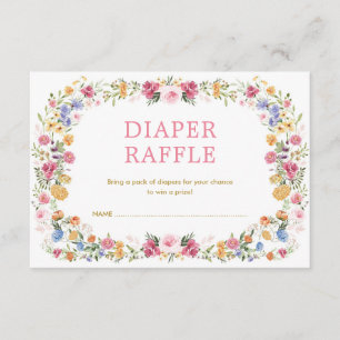 Colourful Spring Wildflower Garden Diaper Raffle Enclosure Card