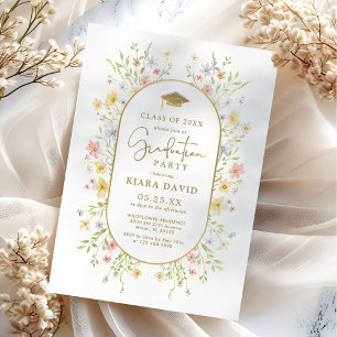 Colourful Spring Wildflower Garden Graduation Part Invitation