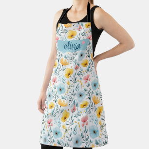 Colourful Spring Wildflower Garden Pattern  Apron