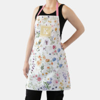 Colourful Spring Wildflower Garden Pattern Monogra