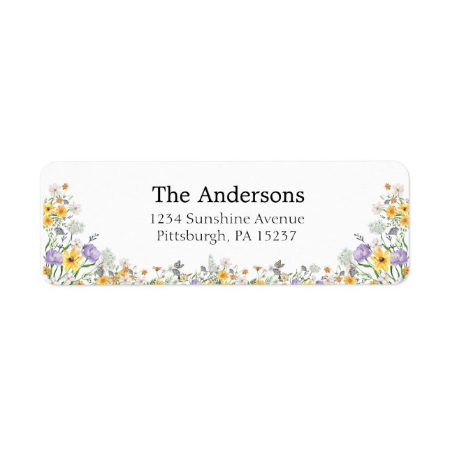 Colourful Spring Wildflower Garden Return Address  Label (Front)