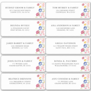 Colourful Spring Wildflower Guest Address Label