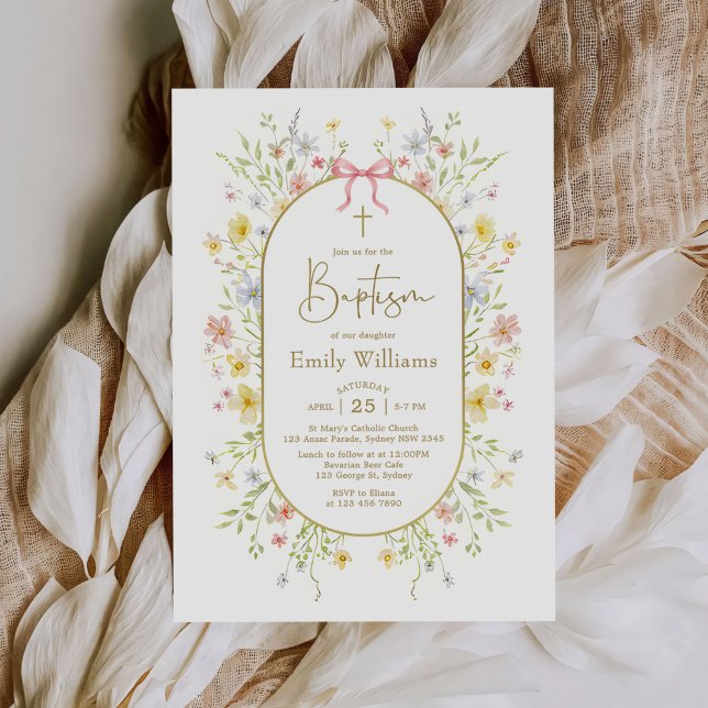 Colourful Spring Wildflower Meadow Baptism Invitation (Creator Uploaded)